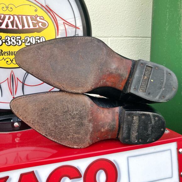 Vintage Black Leather Eel Skin Cowboy Boots | Mexican Made | Gritty Western Vibe - Picture 16 of 16
